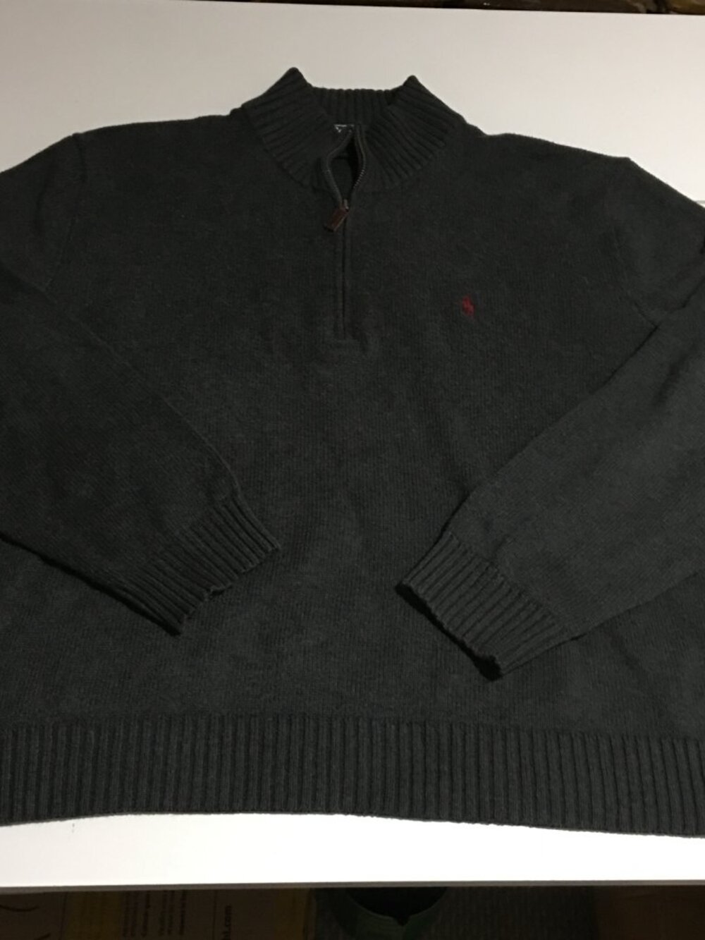 Polo Ralph Lauren Sweater Men's 2XL Gray Knit Quarter 1/4 Zip Mock Pullover